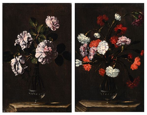 Coppia di nature morte di fiori