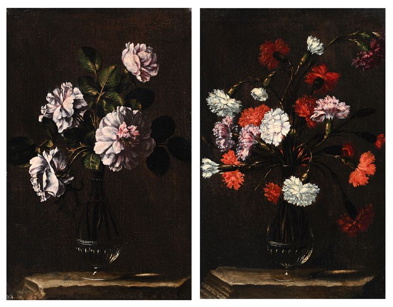 Coppia di nature morte di fiori