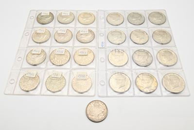 Lotto numismatico, 1/2 dollaro 1964/69, monete Austria da 5€, fiorino d’Australia 1958, e 50 cent...