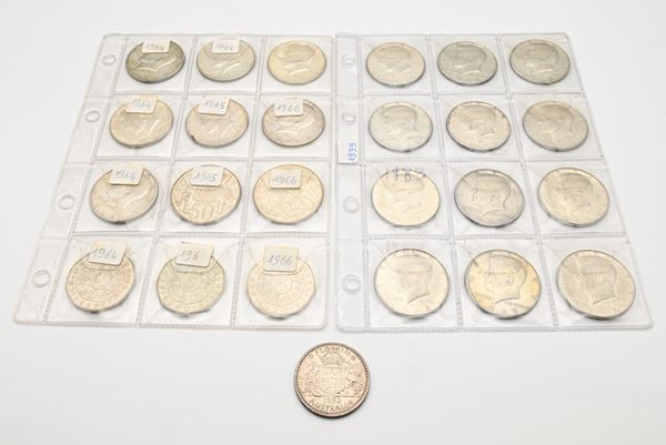 Lotto di 1/2 dollaro 64/69 , tre 5€ Austria, 1 fiorino Australia 58 e due monete 50 centesimi Australia 1966