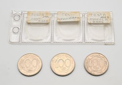 Repubblica Italiana, 100 lire—serie di varianti (3 esemplari)