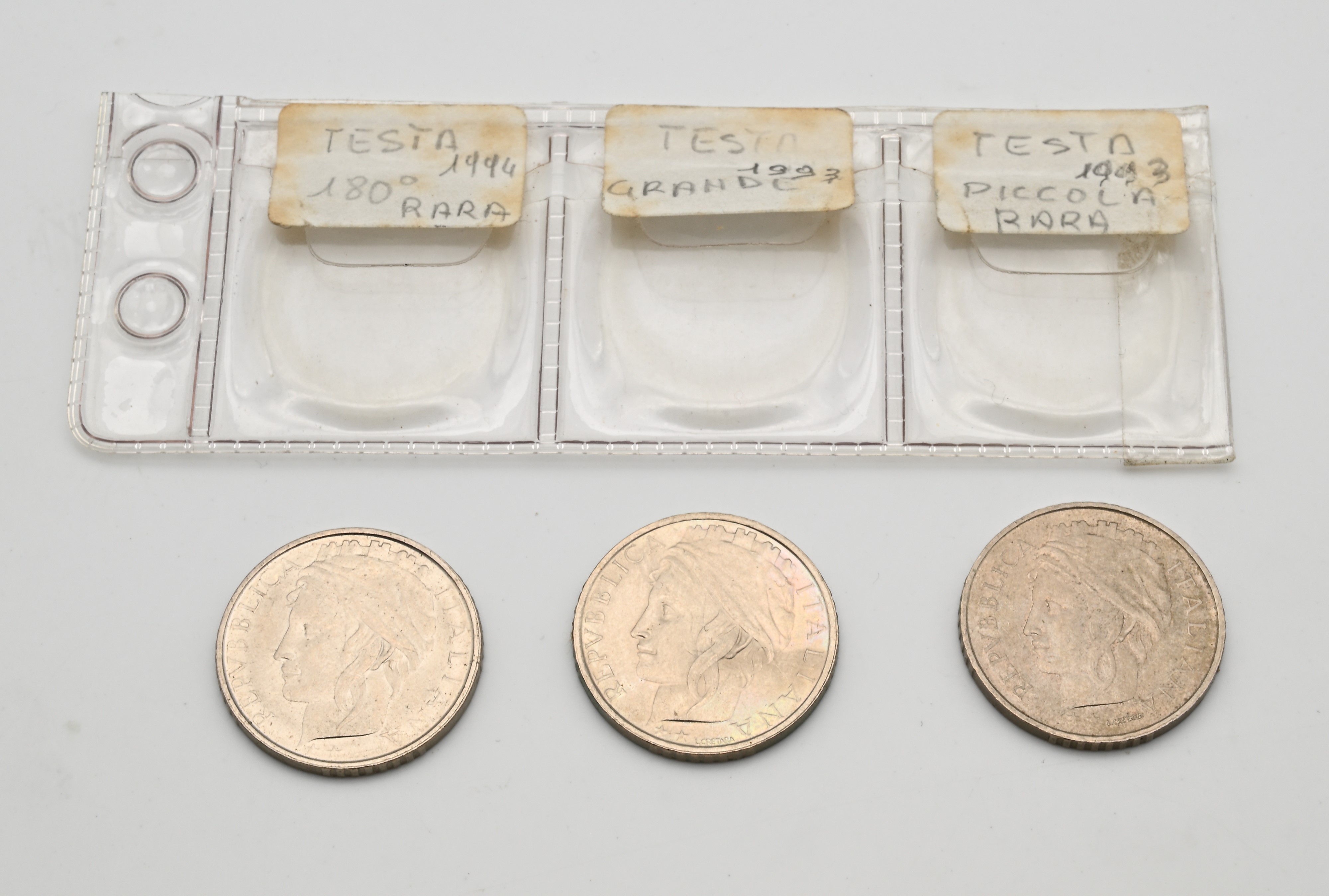 Repubblica Italiana, 100 lire—serie di varianti (3 esemplari)