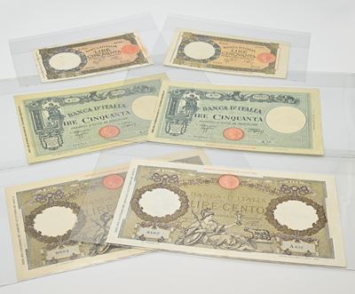 Banconote del Regno d’Italia (Vittorio Emanuele III), 2+2 da 50 Lire e 2 da 100 Lire