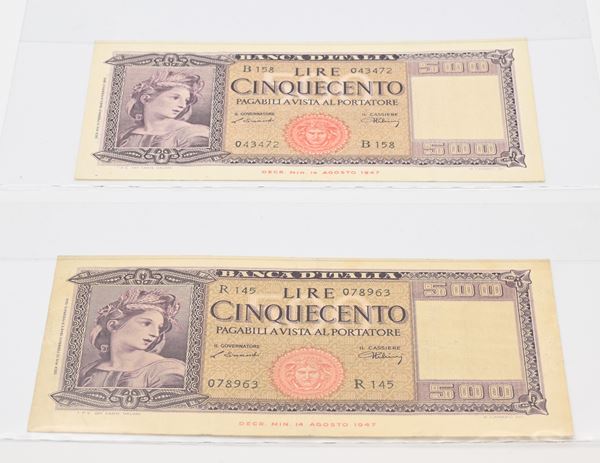 Repubblica Italiana: 2 Banconote da 500 lire