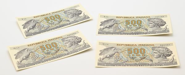 Repubblica Italiana: 4 Banconote da 500 lire