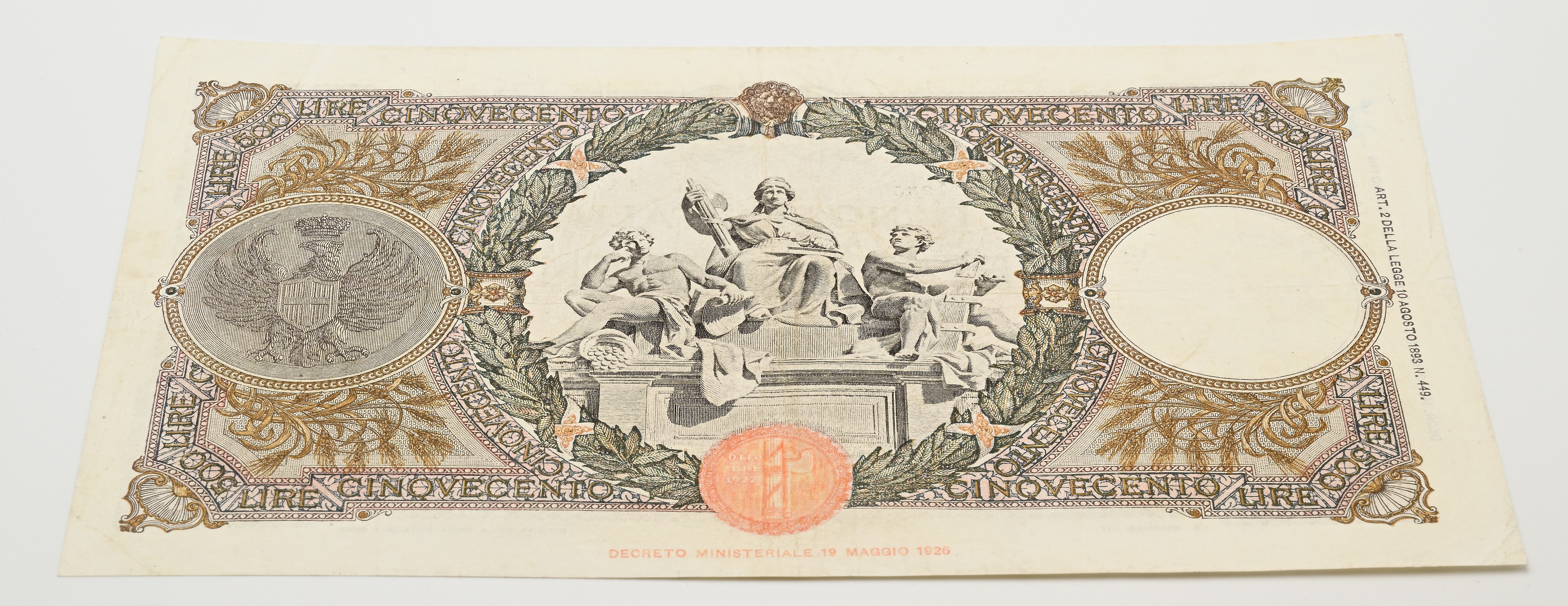 Vittorio Emanuele III, Regno d’Italia, Banconota da 500 lire
