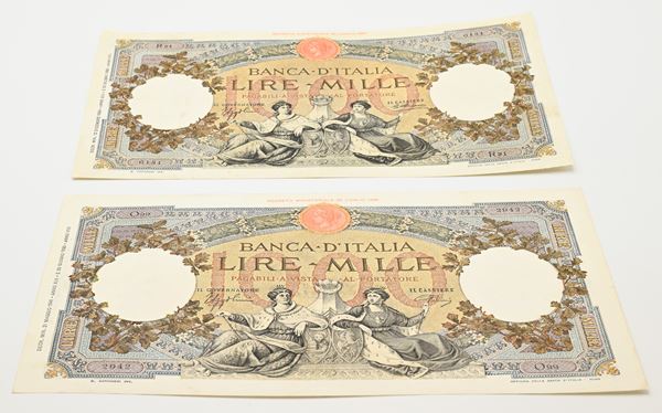 Regno d'Italia Vittorio Emanuele III: 2 Banconote da 1000 Lire