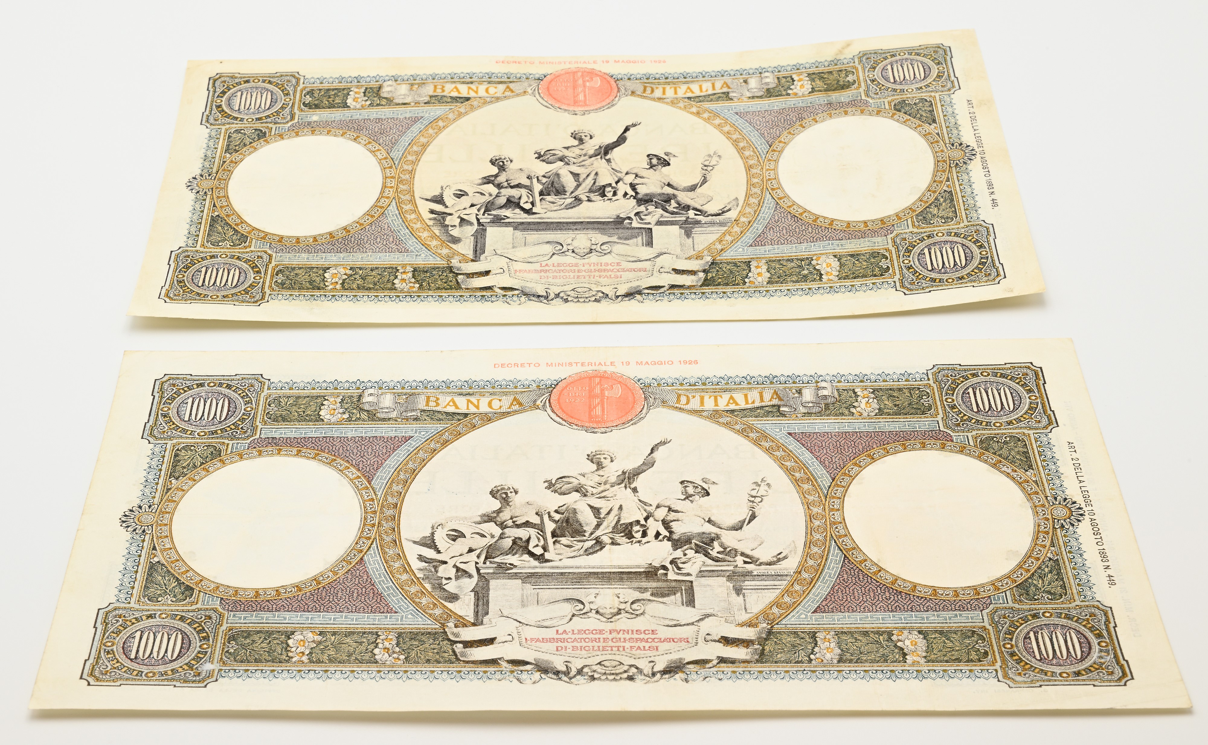 Regno d'Italia, Vittorio Emanuele III: due banconote da 1.000 Lire
