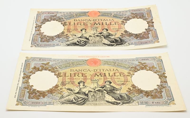 Vittorio Emanuele III, Regno d’Italia: 2 banconote da 1000 lire