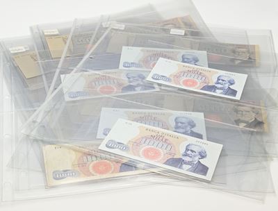 Repubblica Italiana, 1000 Lire verdi, 7 banconote del I° tipo e 29 banconote del II° tipo