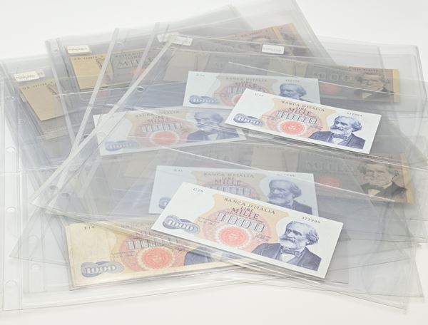 Repubblica Italiana 1000 Lire Verdi: 7 Banconote I° Tipo e 29 Banconote II° Tipo