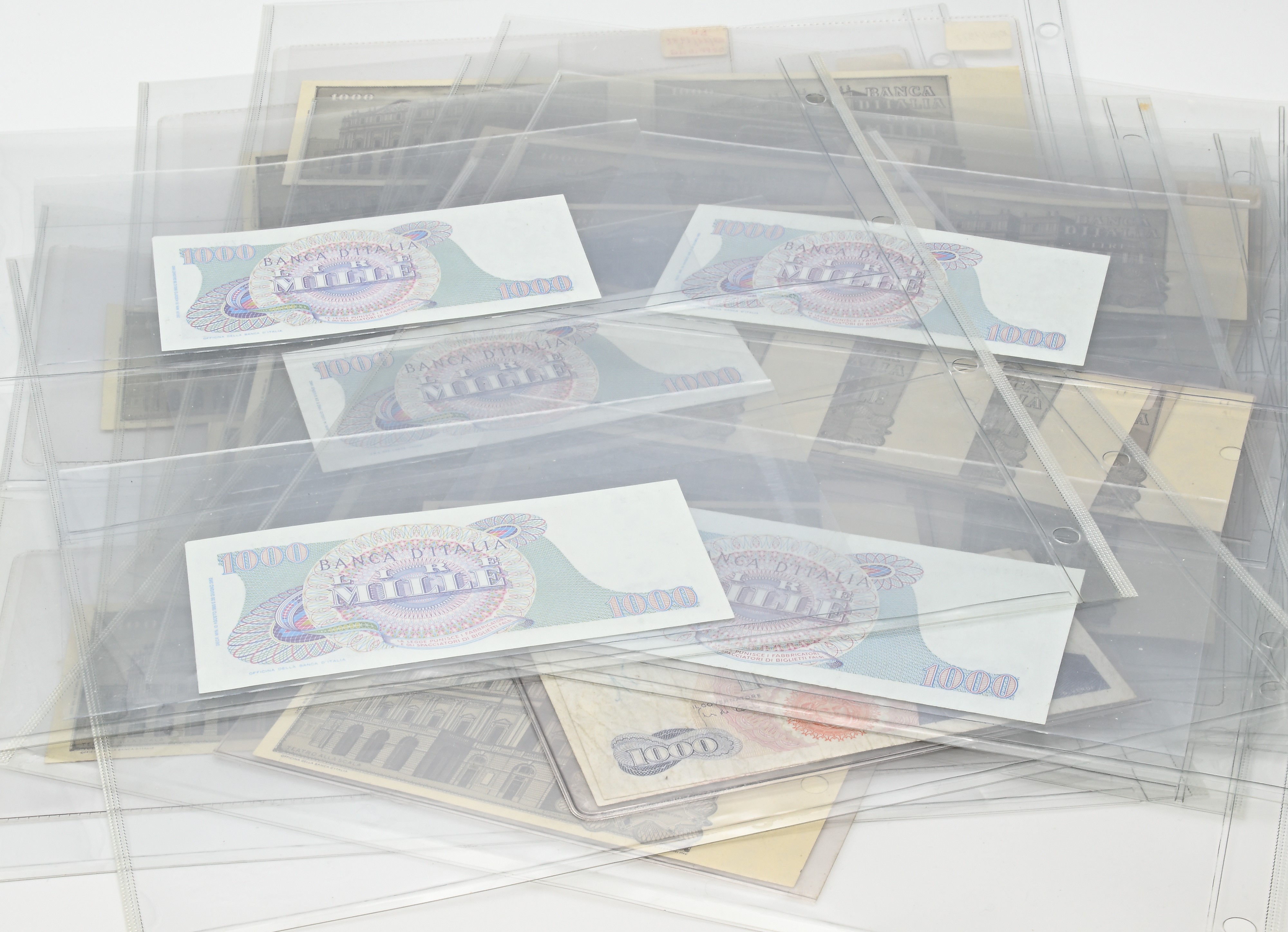Repubblica Italiana, 1000 Lire verdi, 7 banconote del I° tipo e 29 banconote del II° tipo