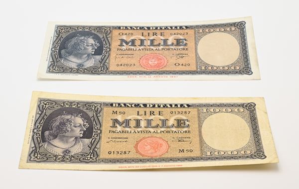 Repubblica Italiana: 2 Banconote da 1000 Lire