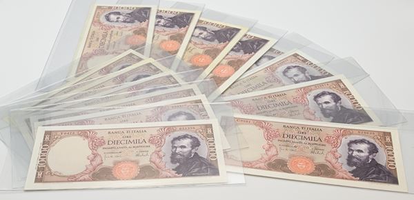 Repubblica Italiana: 14 Banconote da 10.000 Lire Michelangelo