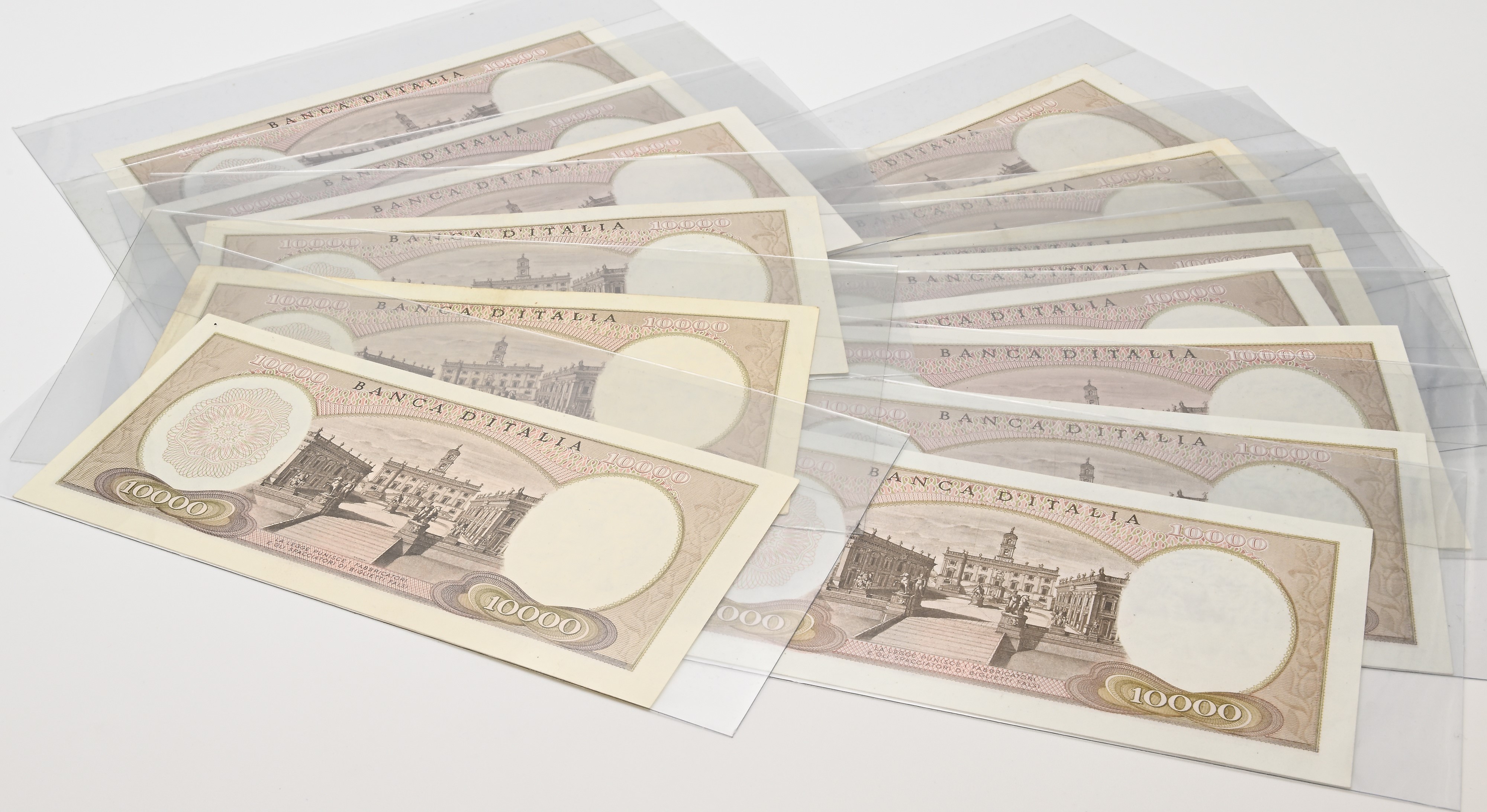 Repubblica Italiana, serie di 14 banconote da 10.000 lire con effigie di Michelangelo