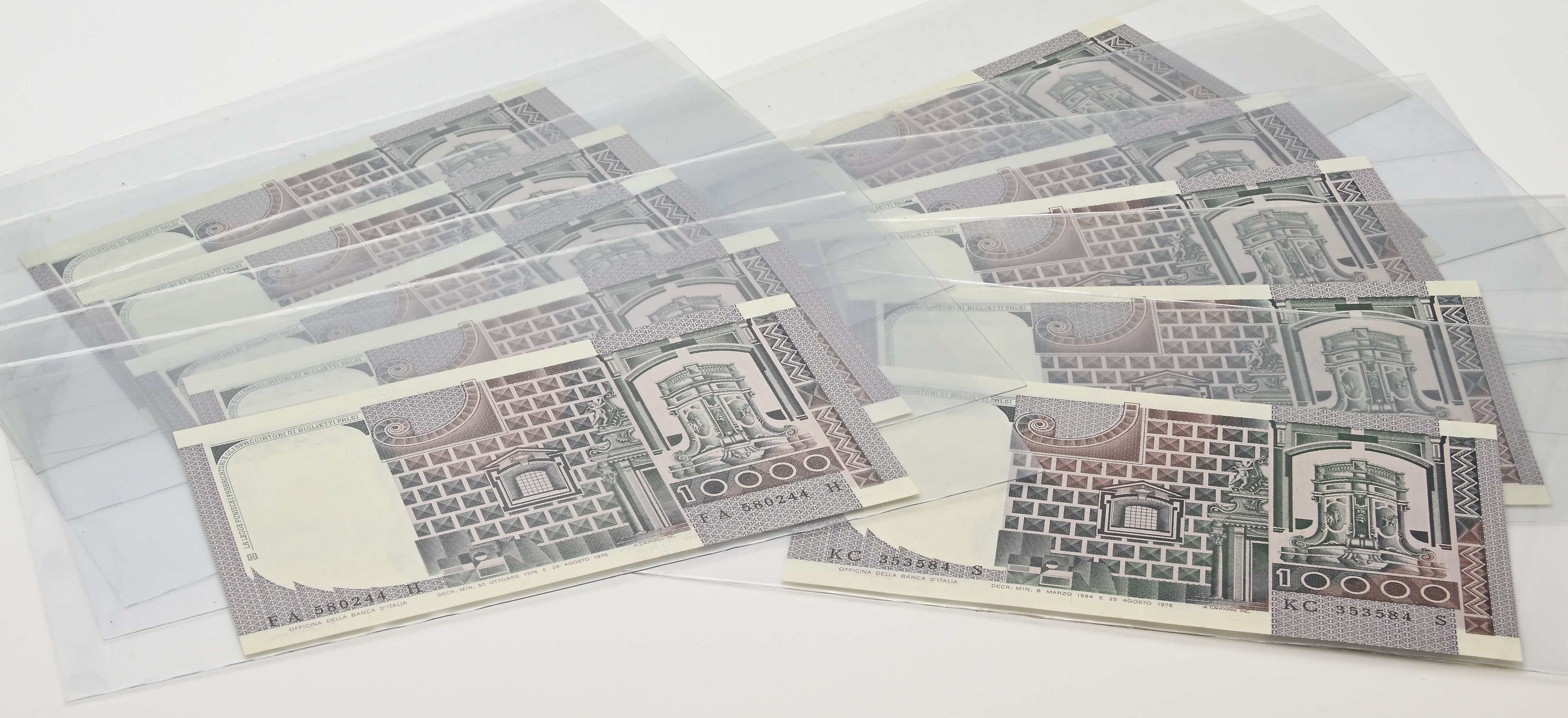 Repubblica Italiana, 10 banconote da 10.000 Lire con effigie di Andrea Del Castagno