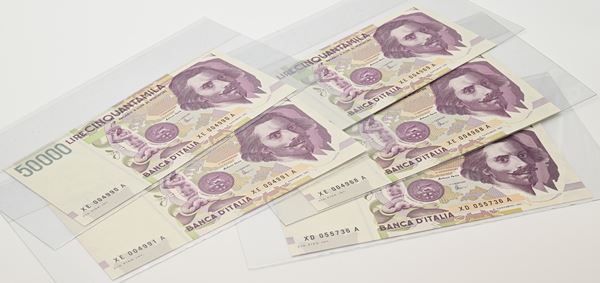 Repubblica Italiana: 5 Banconote da 50.000 Lire Serie speciale X Bernini II° Tipo