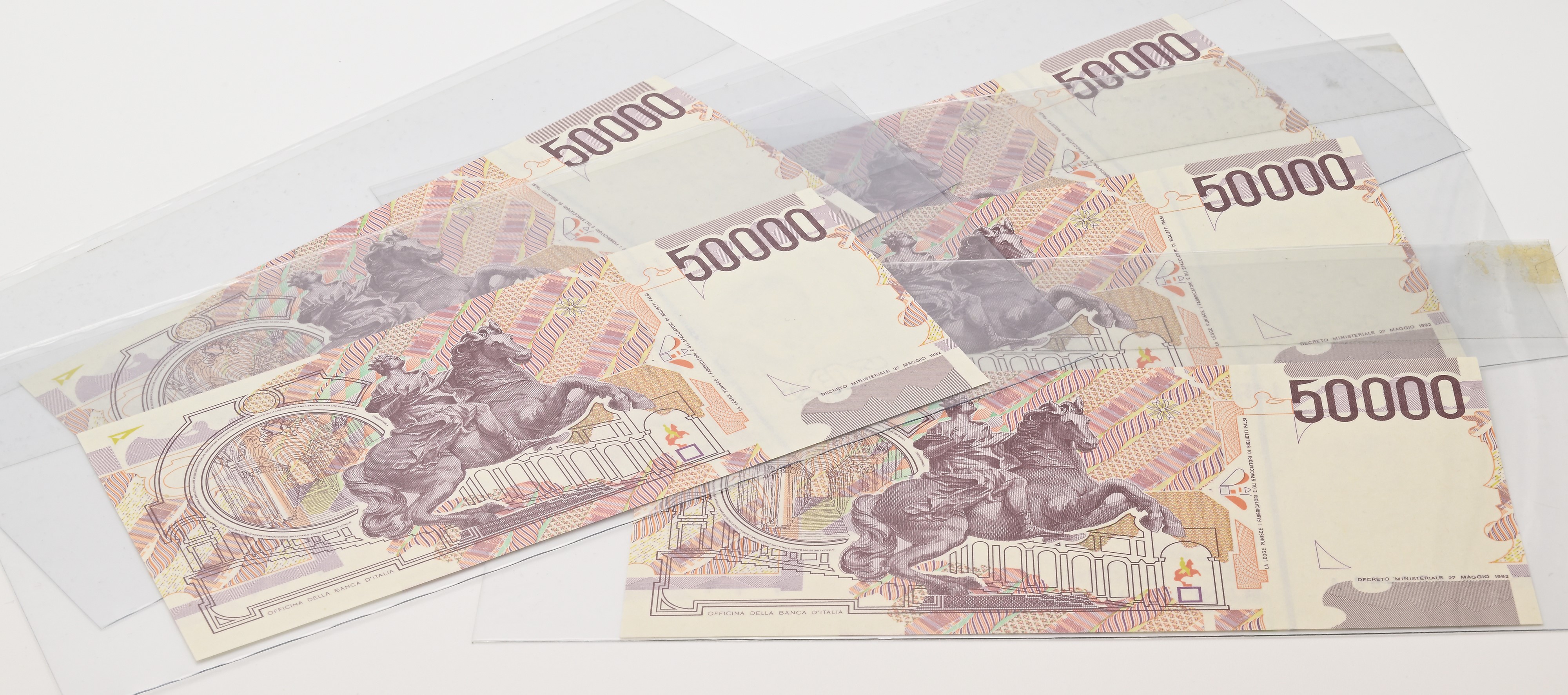 Repubblica Italiana, 5 banconote da 50.000 Lire, Serie speciale X Bernini (II° tipo)