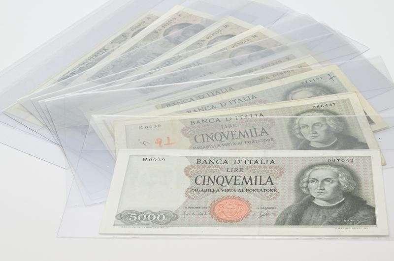 Repubblica Italiana, Nove banconote da 5.000 lire con Giuseppe Verdi (Colombo I° e II° tipo)