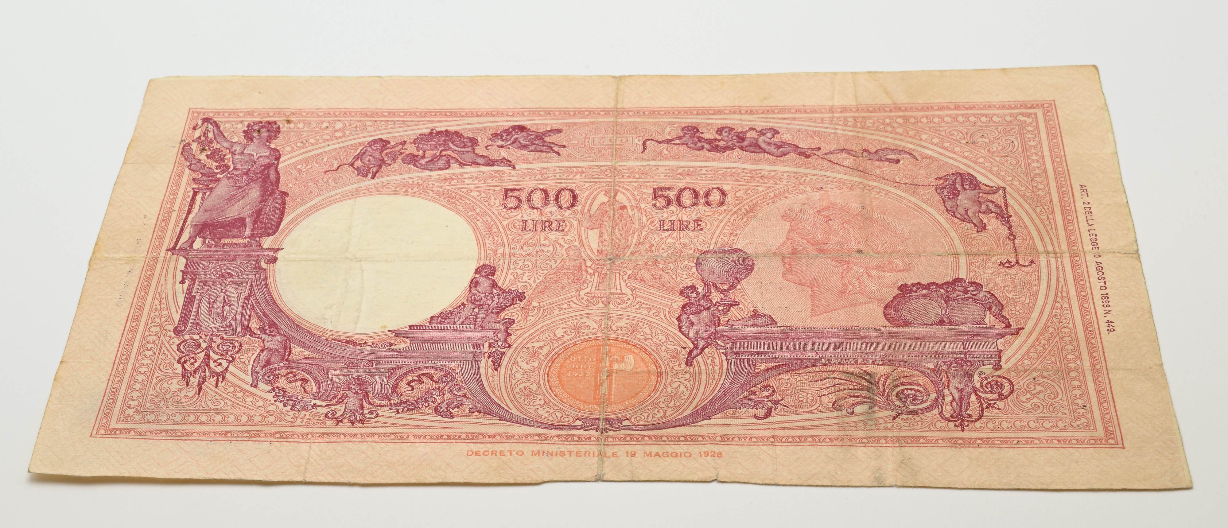 Regno d'Italia, 500 Lire mancanti delle firme e dei numeri di serie