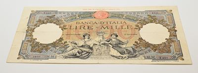 Regno d'Italia, 1.000 Lire mancanti di firme e decreto laterale