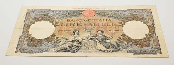 Regno d'Italia 1.000 Lire mancanti di Firme e Decreto Laterale 