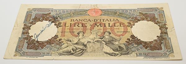 Regno d'Italia 1.000 Lire mancanti di Firme, Numeri di Serie e Decreto Laterale 