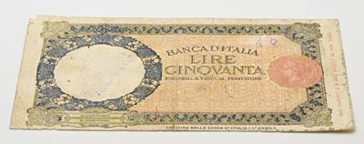Regno d’Italia, 50 Lire (mancanza delle firme e del Decreto)