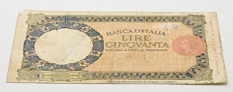 Regno d’Italia, 50 Lire (mancanza delle firme e del Decreto)