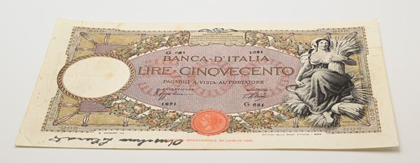 Regno d'Italia 500 Lire mancanti di decreto a sinistra