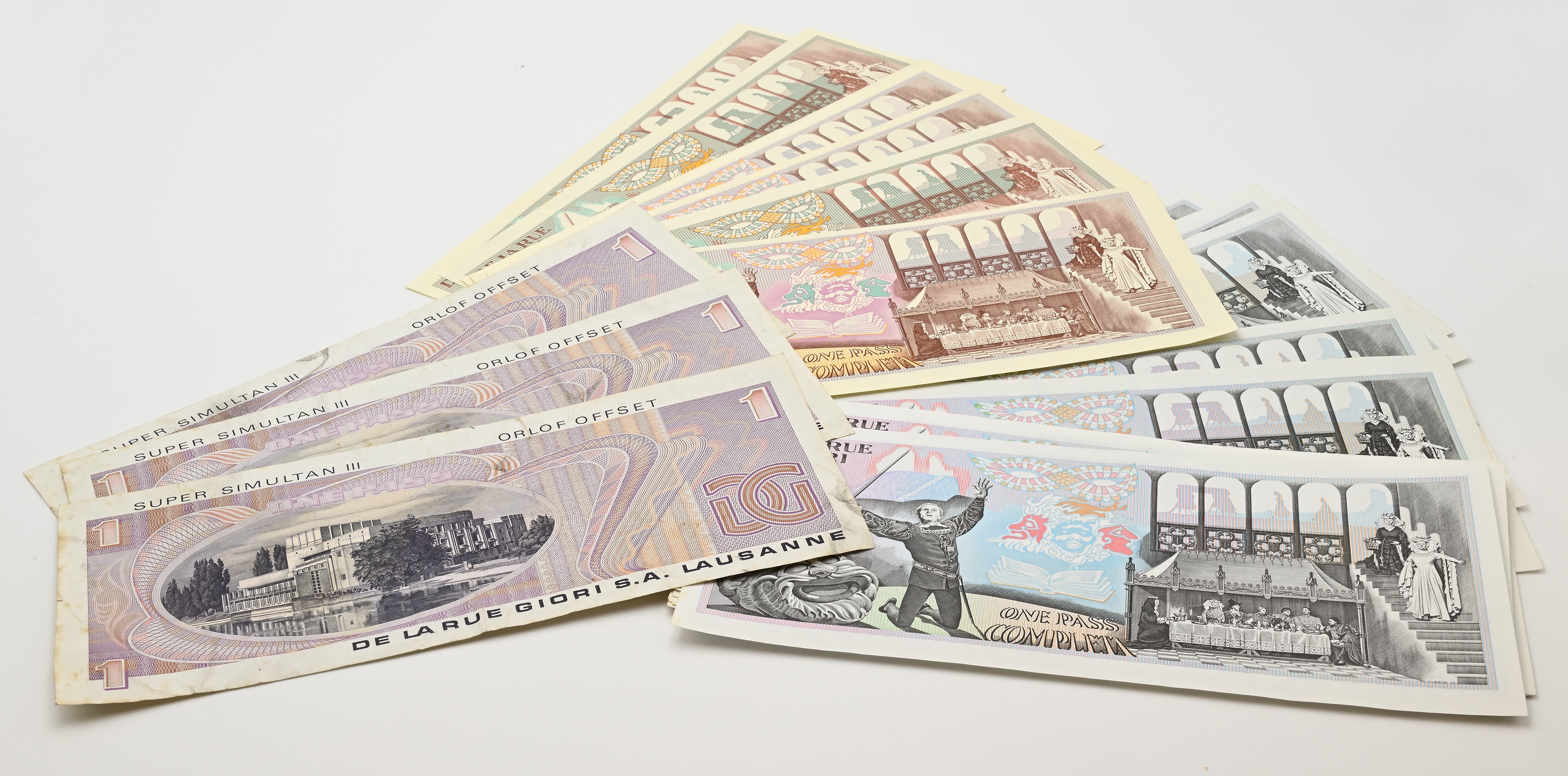 One Pass De La Rue Giori, lotto di 37 pezzi