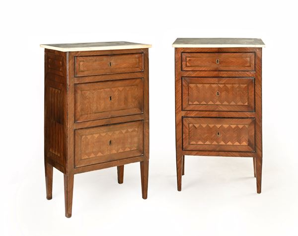 Coppia di comodini intarsiati, Napoli, fine del XVIII secolo