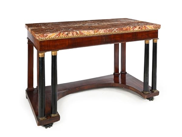 Console Impero con piano lastronato in diaspro, Toscana, XIX secolo
