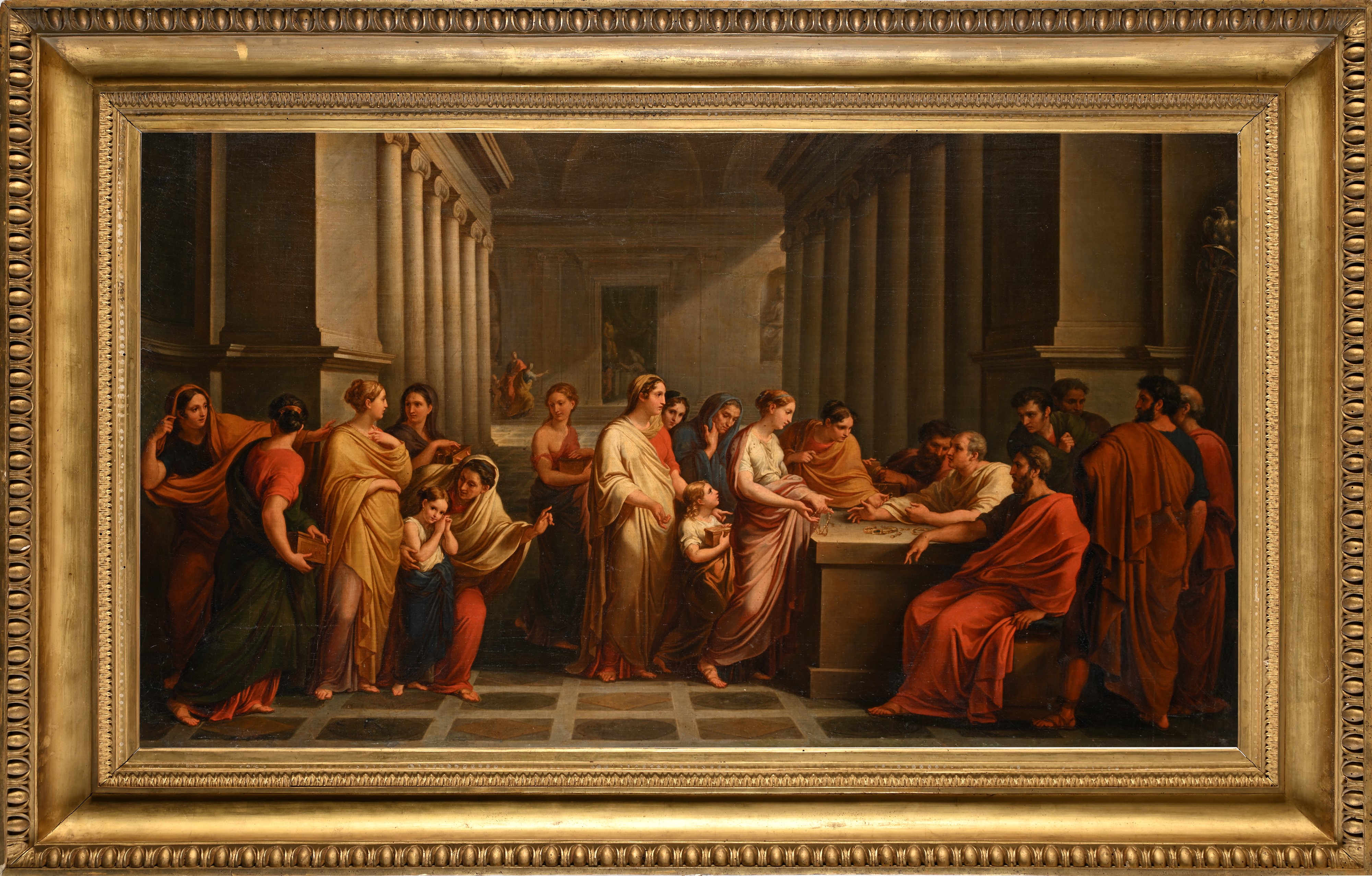 Vincenzo Camuccini - Le donne romane offrono i loro gioielli in difesa dello Stato, olio su tela
