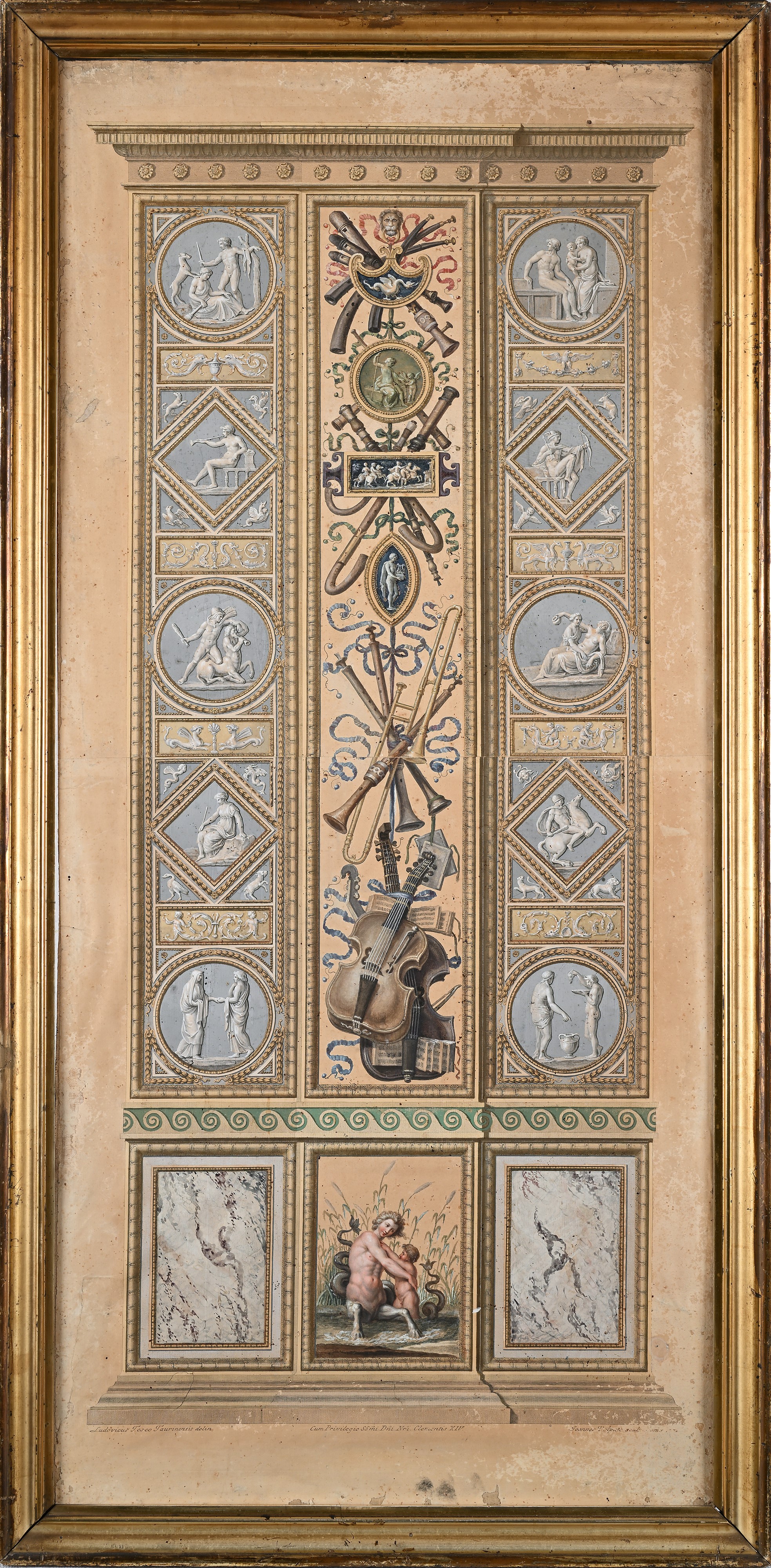 Giovanni Volpato (incisore), Ludovico Teseo (disegnatore) - Quattro incisioni colorate raffiguran...