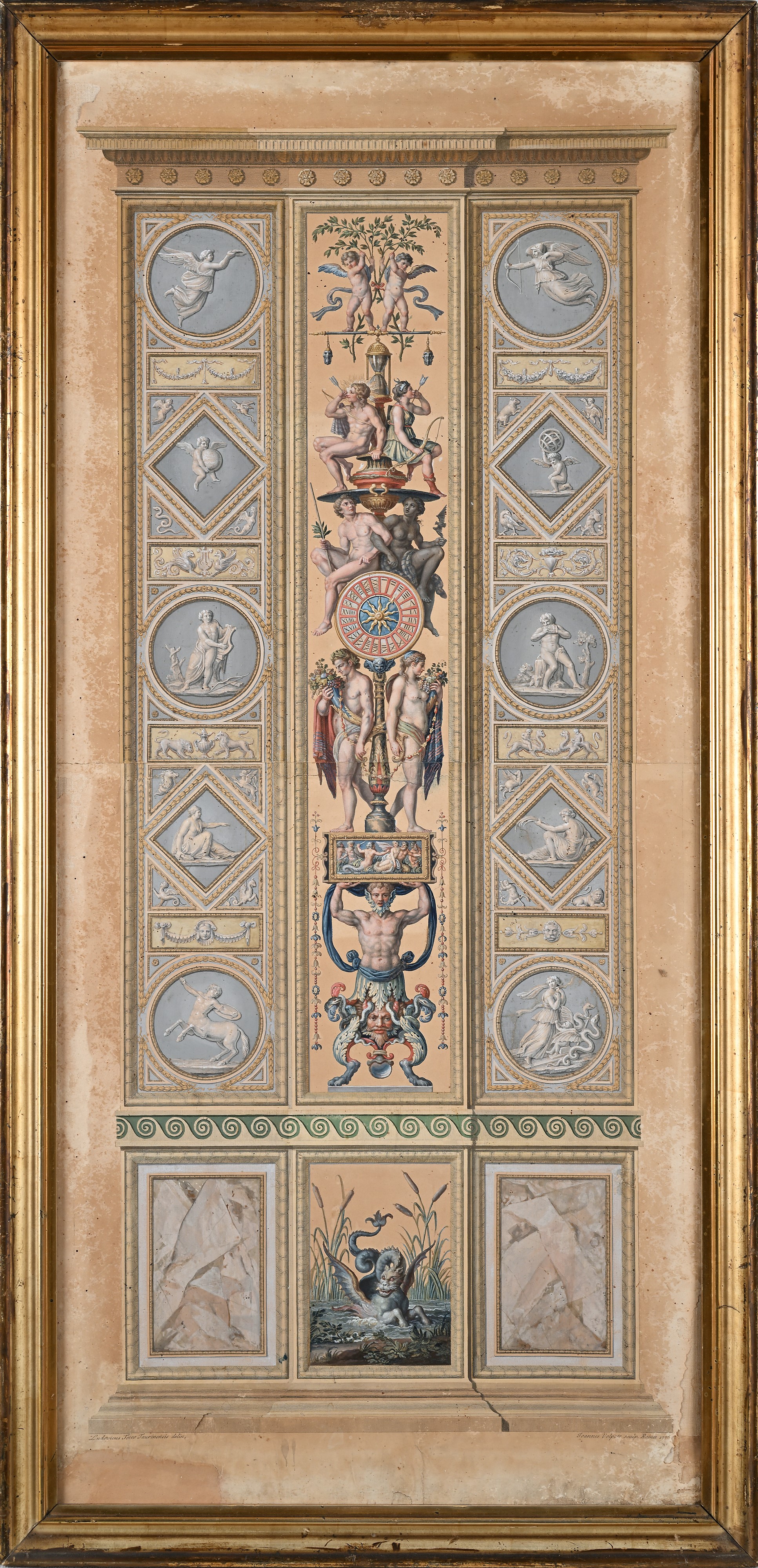 Giovanni Volpato (incisore), Ludovico Teseo (disegnatore) - Quattro incisioni colorate raffiguran...