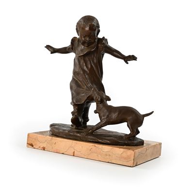 Bimba con cane dispettoso (bronzo)