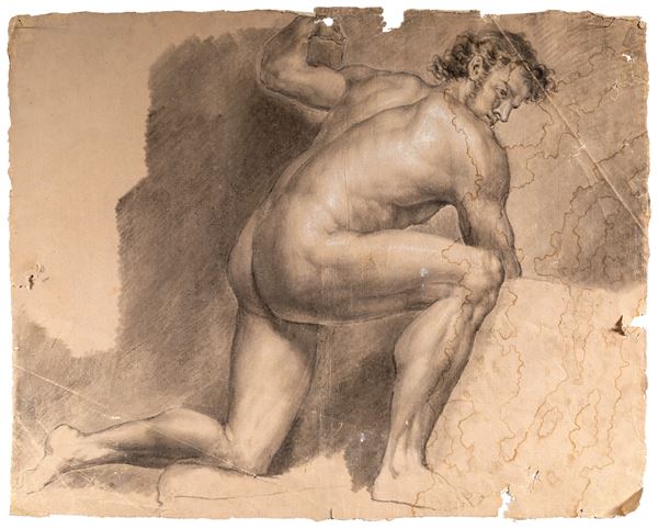 Studio di nudo accademico accovacciato
