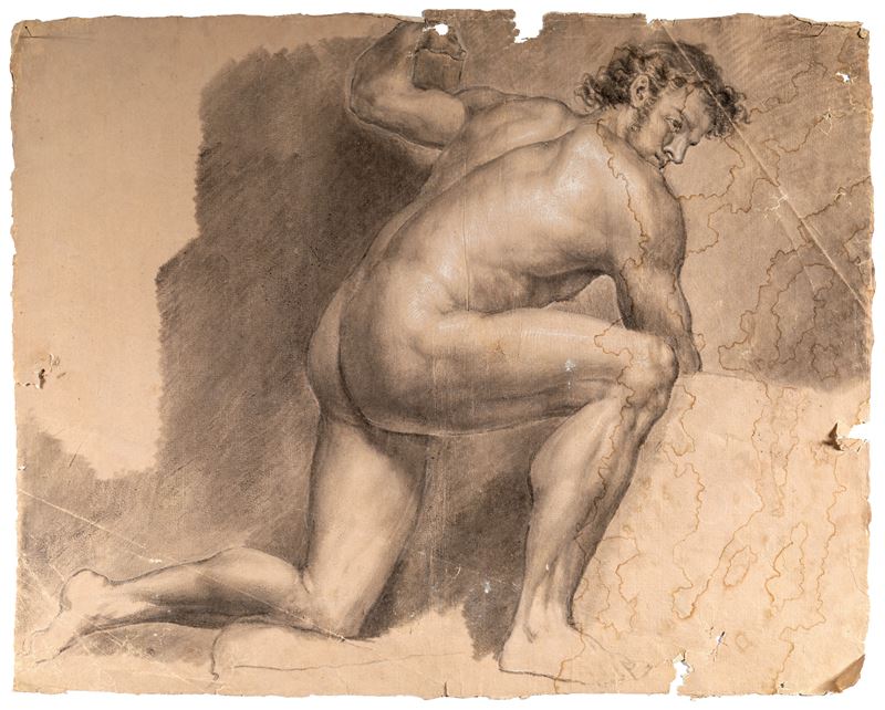 Studio di nudo accademico accovacciato