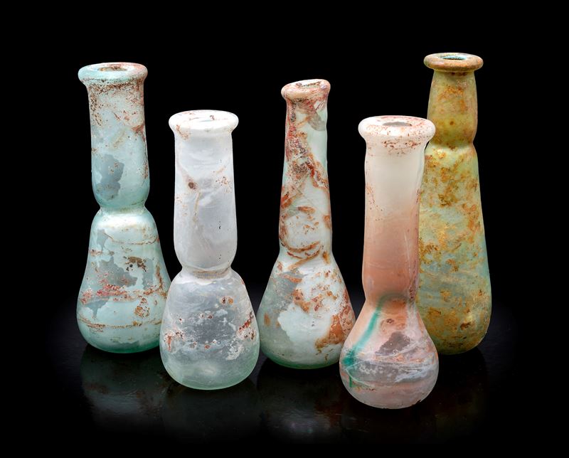 Vetreria Cenedese, Cinque vasi modello Scavo in vetro di Murano