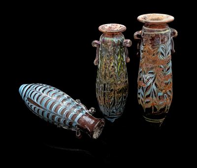 Fratelli Toso, Lotto di tre vasi in vetro di Murano, modello Fenicio