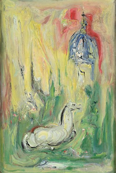 Cavallino nel foro, olio su tavola