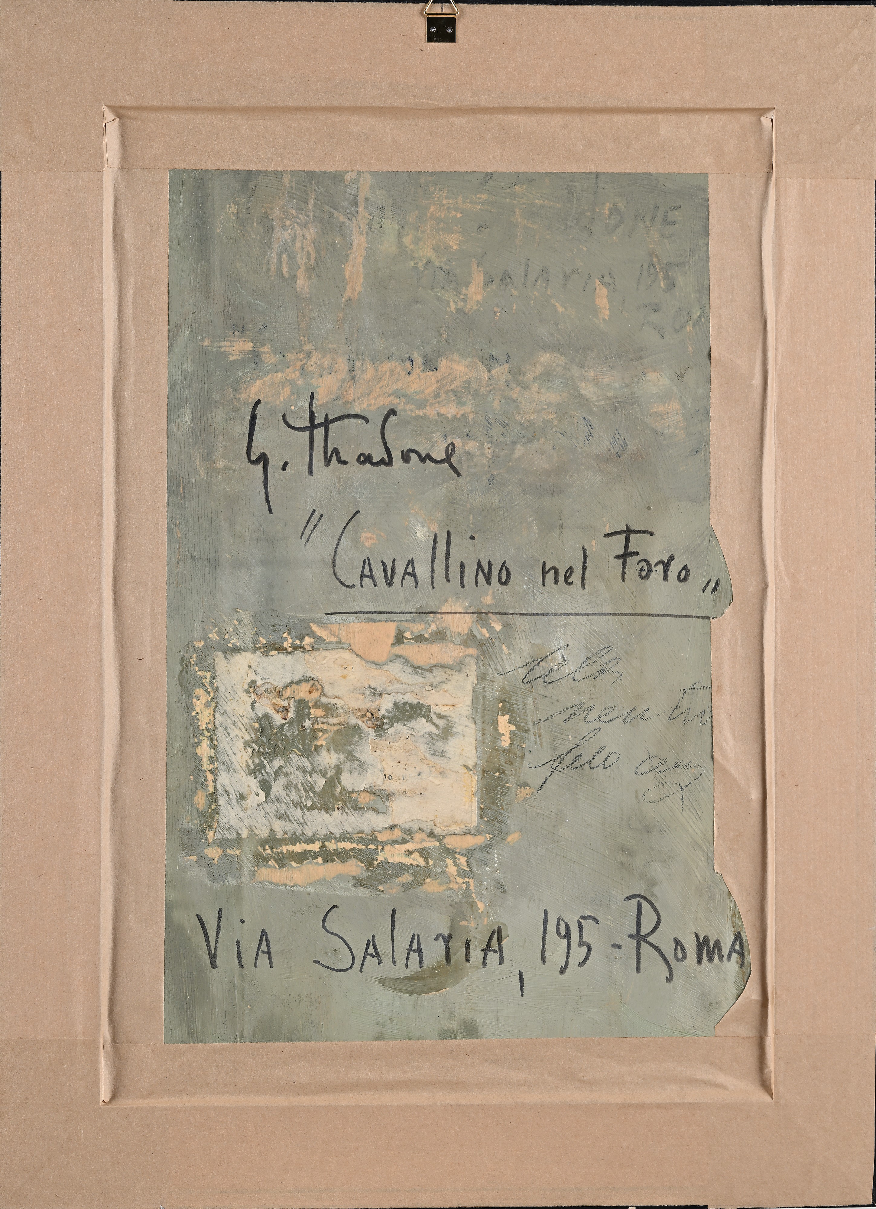 Giovanni Stradone - Cavallino nel foro, olio su tavola