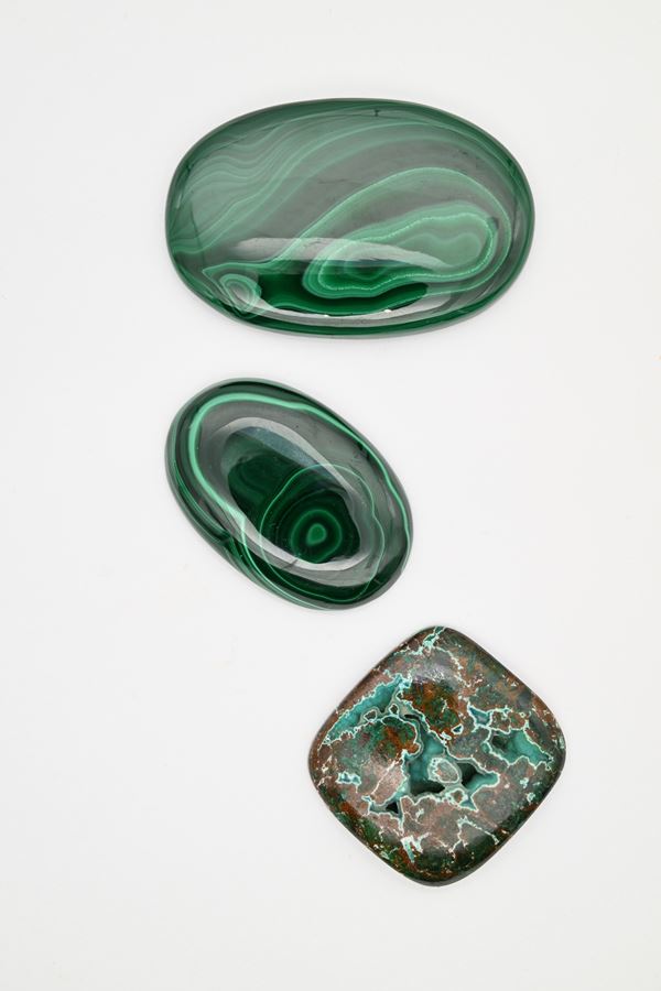 Lotto di 3 grandi malachiti