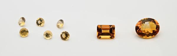 Lotto di 8 quarzi citrini in taglio ovale, smeraldo e rotondo brillante