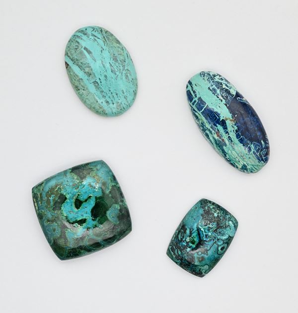 Lotto di 4 shattuckite in taglio ovale e cuscino