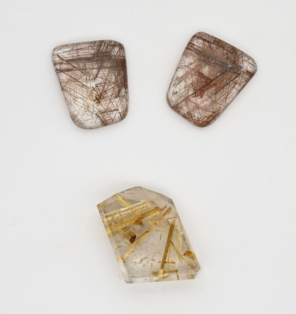 Lotto di 3 quarzi rutilati