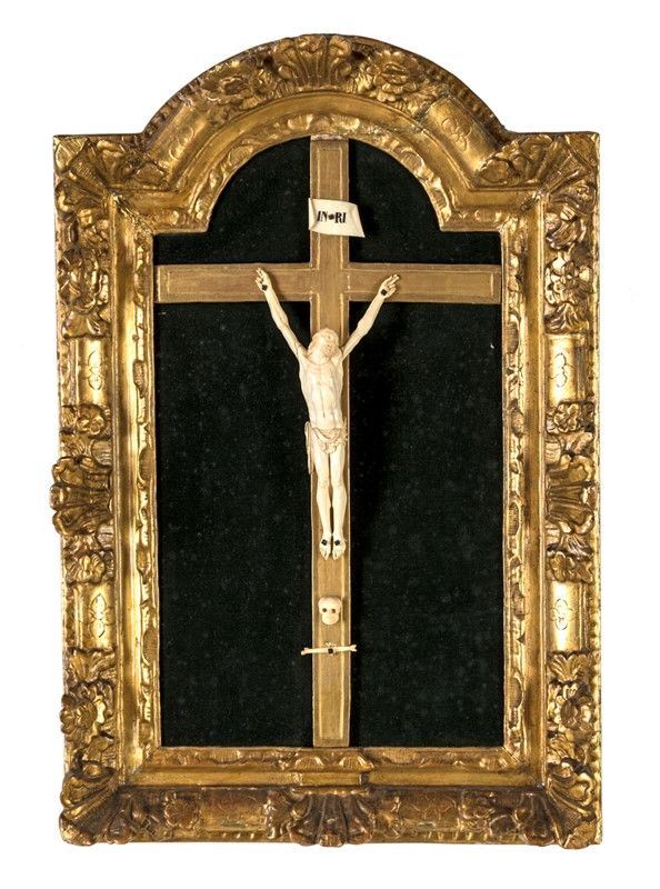 Crocifisso in Legno Dorato e Avorio