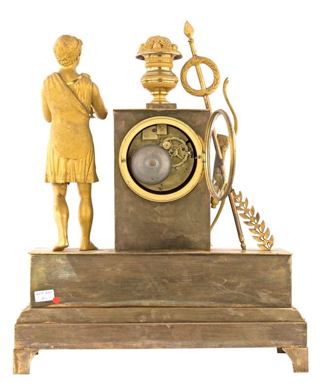 Orologio da Camino in Bronzo Dorato con Ercole