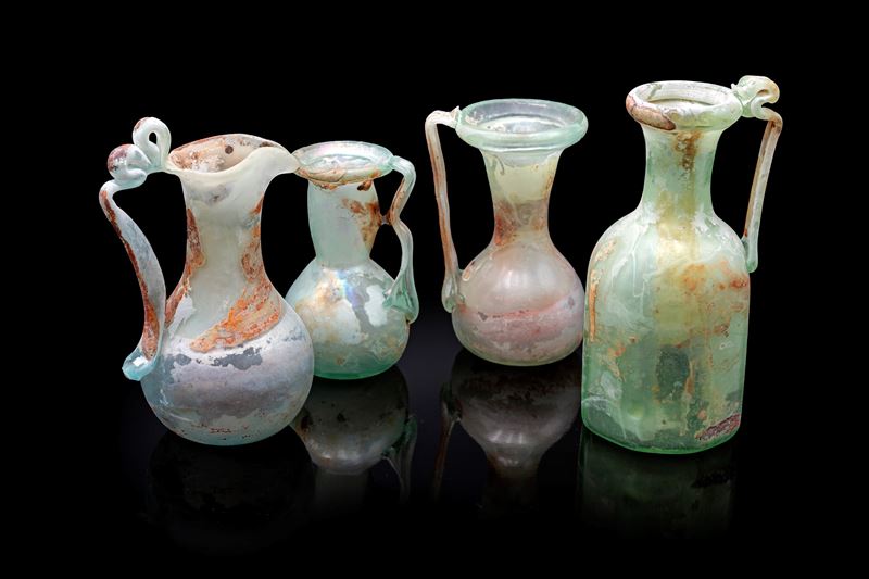 Vetreria Cenedese, Set di quattro brocche modello Scavo in vetro di Murano
